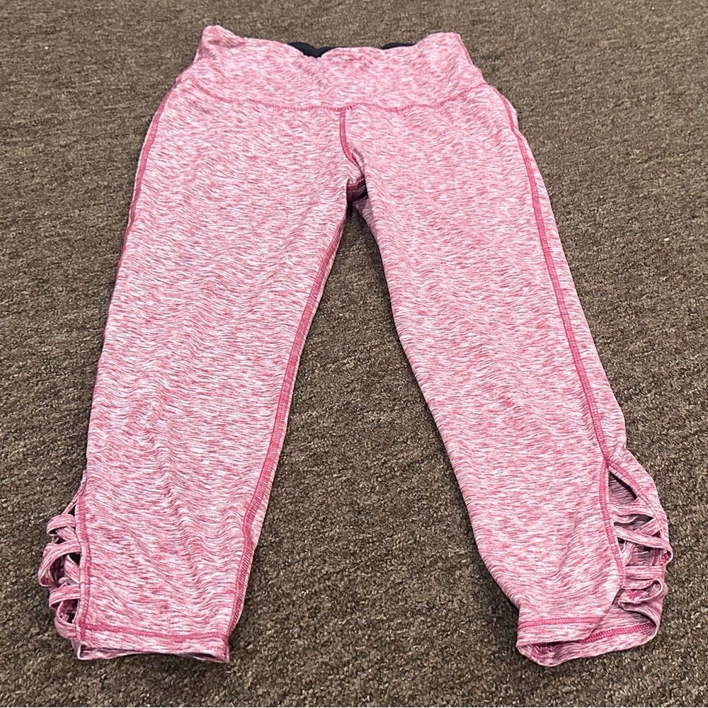EUC Everlast pink active athletic ladies M stretch pants open lattice side sexy
